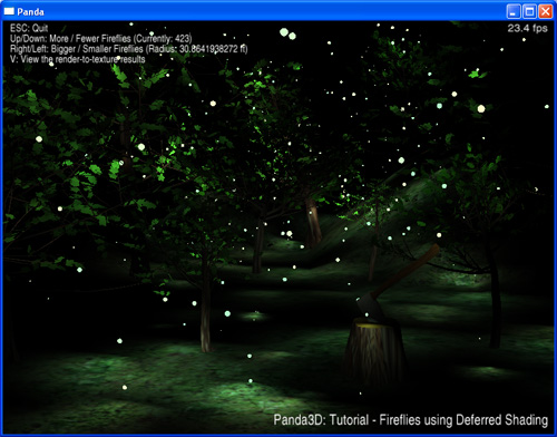 Panda3D - Engine Screenshot-Sample-Programs-Fireflies